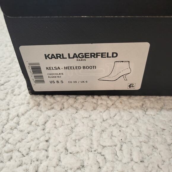 NIB Karl Lagerfeld Paris Kelsa Pointed Toe Heeled Bootie Ankle Boot WMNS  SZ 8.5 - Picture 6 of 6